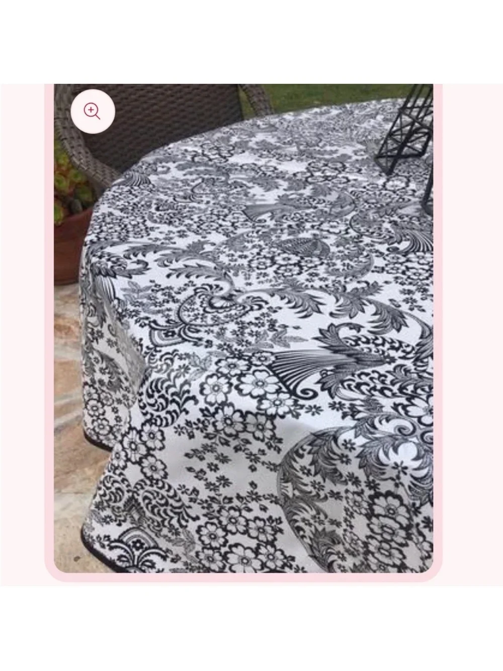 Classic Black and White Toile (“twal”) / Floral  Tablecloth - Home Dining  NWOT